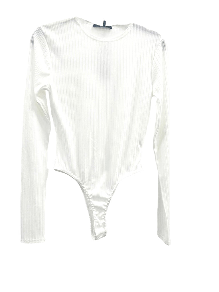 Women's wholesale black ribbed long sleeve bodysuit made from soft fabric, perfect for layering or dressing up