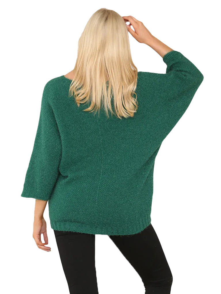 Women's wholesale oversized V neck sweater with a dipped hem, crafted from soft light-knit fabric