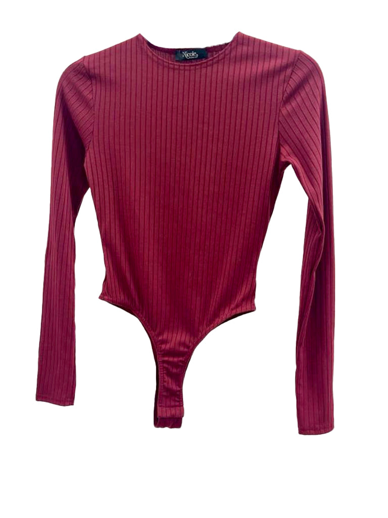 Women's wholesale black ribbed long sleeve bodysuit made from soft fabric, perfect for layering or dressing up