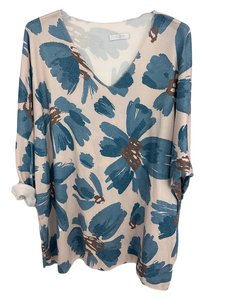 Women's wholesale Lara flower print soft knit top