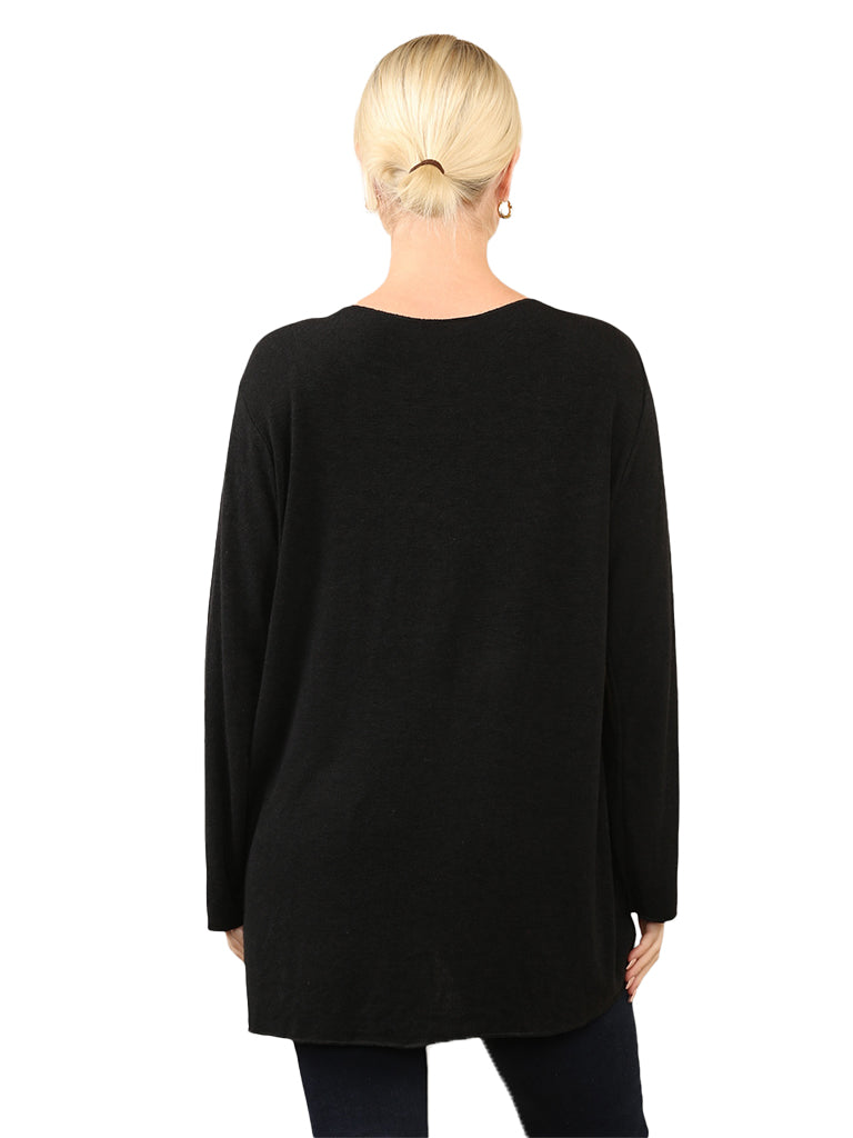 Women's wholesale love appliqué knit top with textured lettering