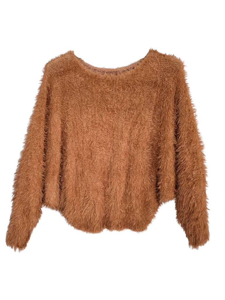 Women's wholesale Anna fluffy sweater with batwing design