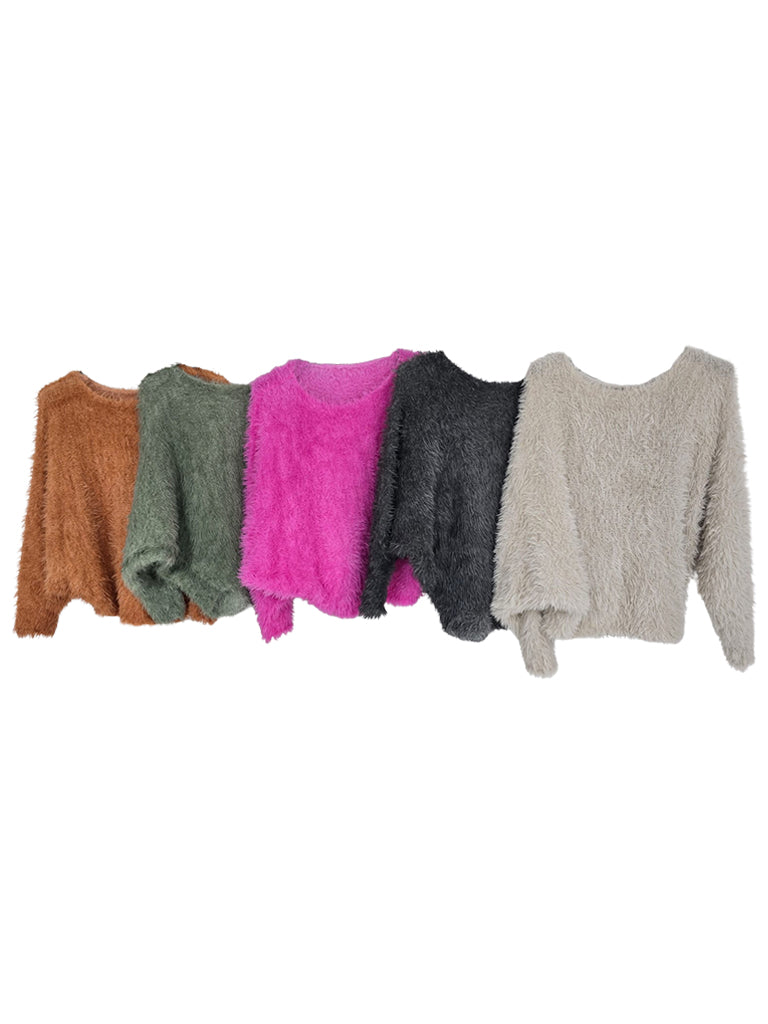 Women's wholesale Anna fluffy sweater with batwing design