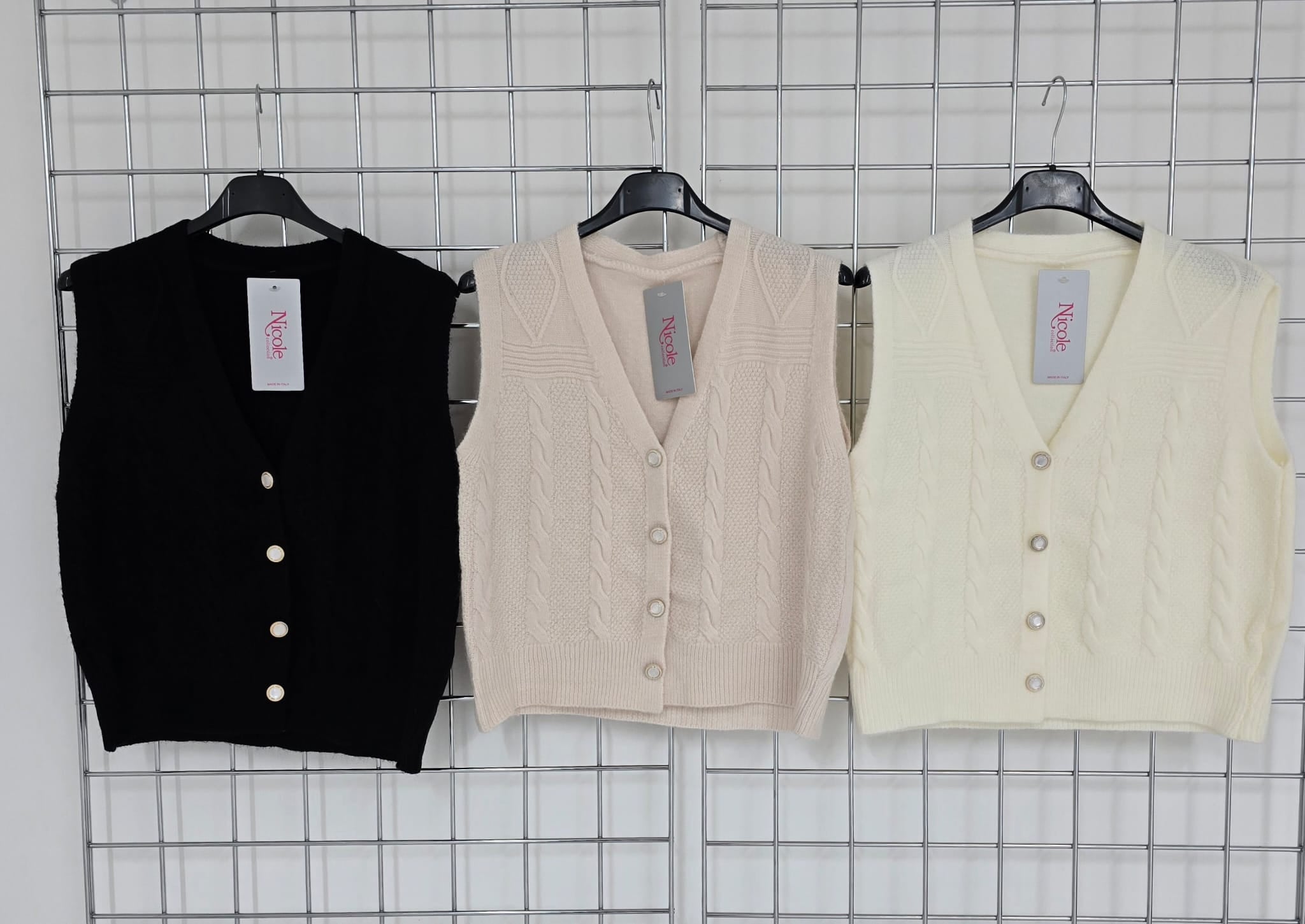 Yasmin cable knit waistcoat with button-up detail
