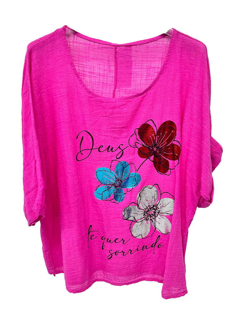 Women's wholesale cotton foil floral top with a glamorous foil design, perfect for warm weather