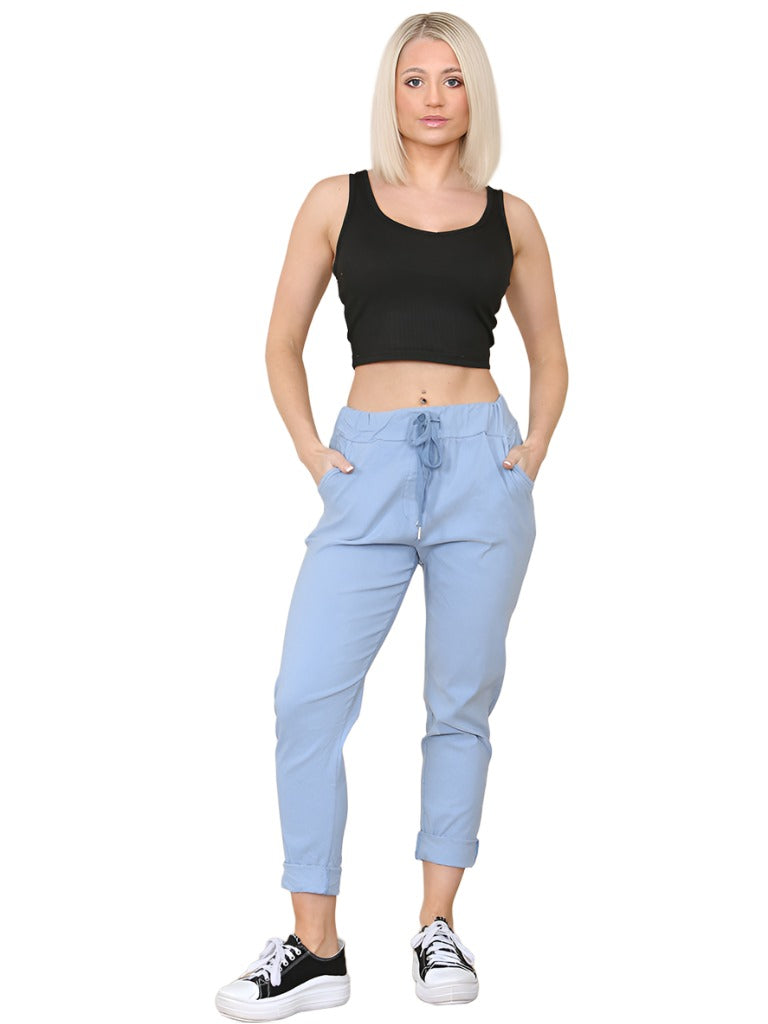 Creased Effect Jogger Stretch Trousers