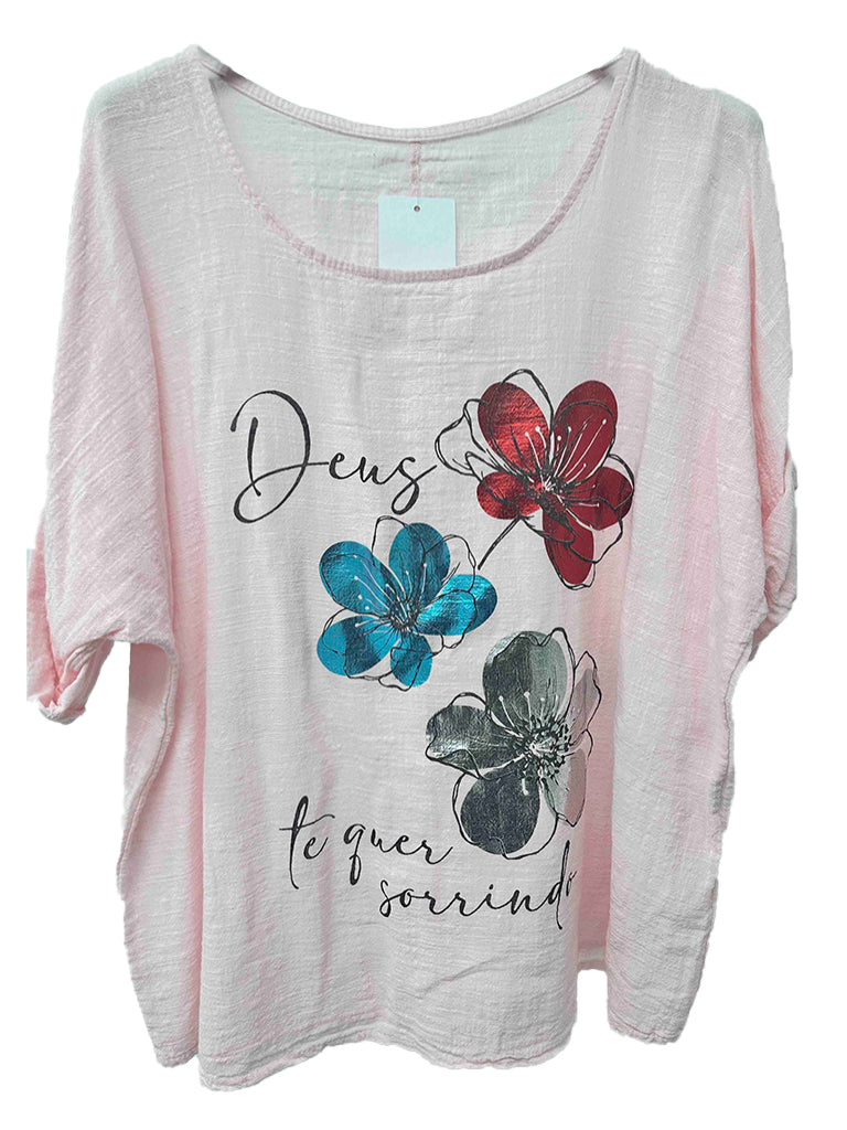 Women's wholesale cotton foil floral top with a glamorous foil design, perfect for warm weather