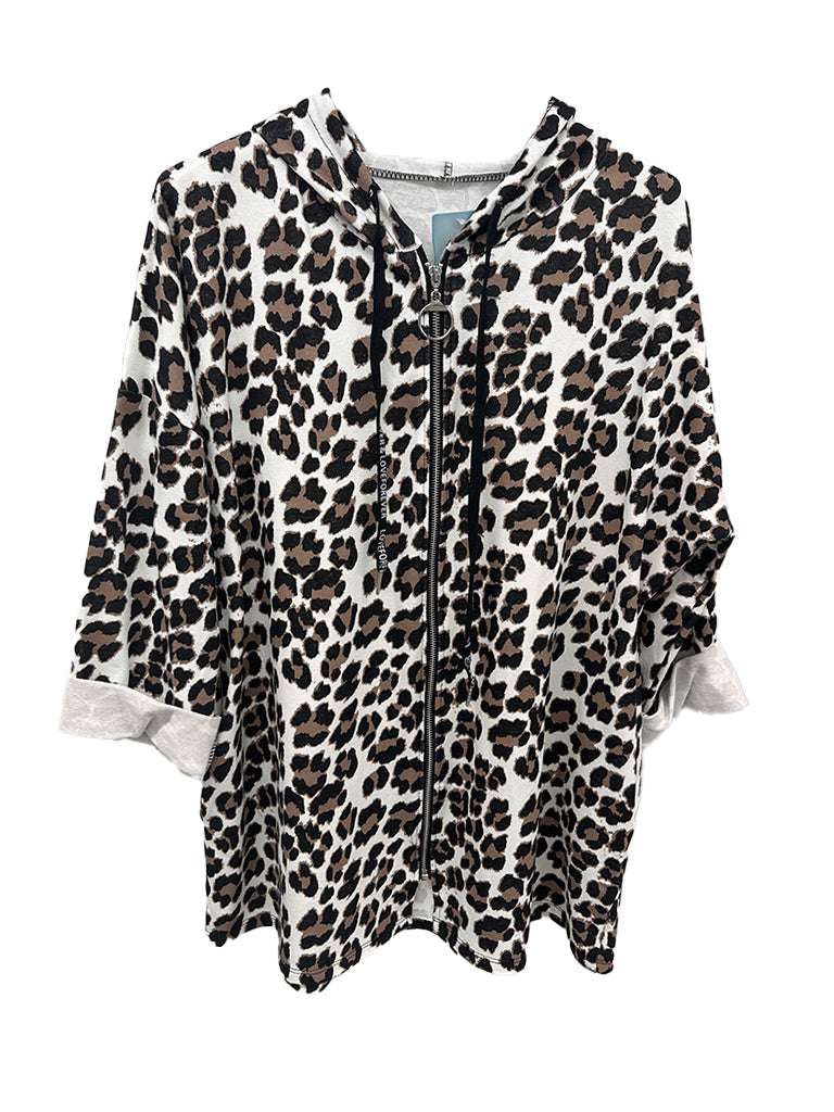 Animal Print Zip Hoodie