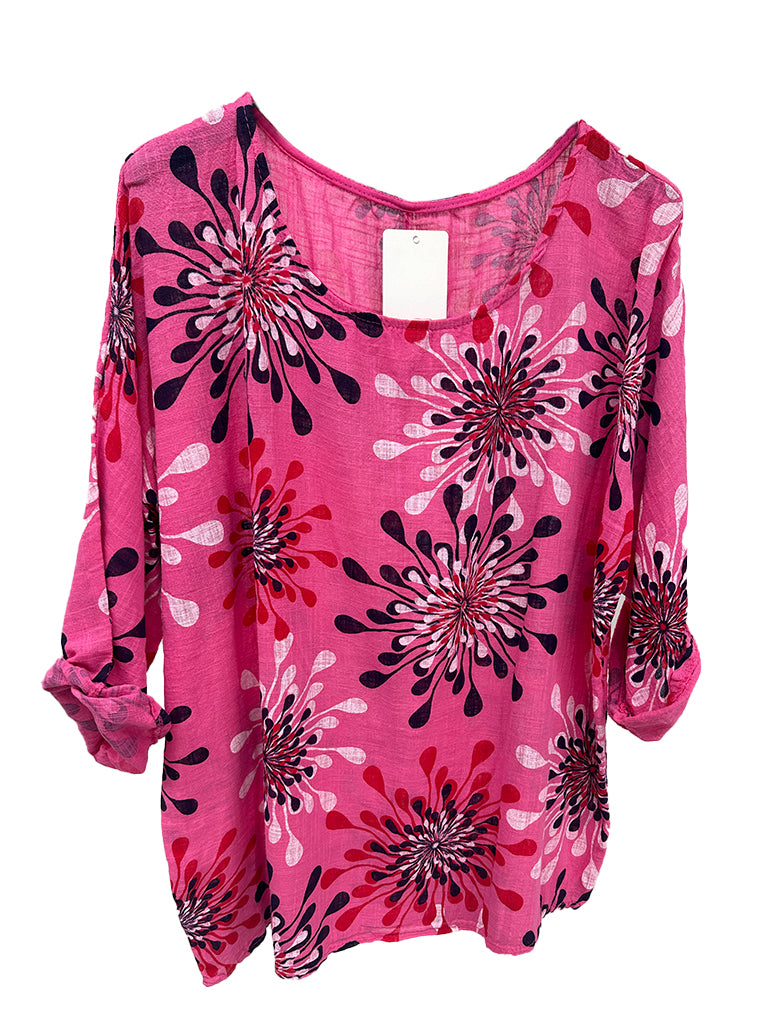 Abstract Floral Print Cotton Top