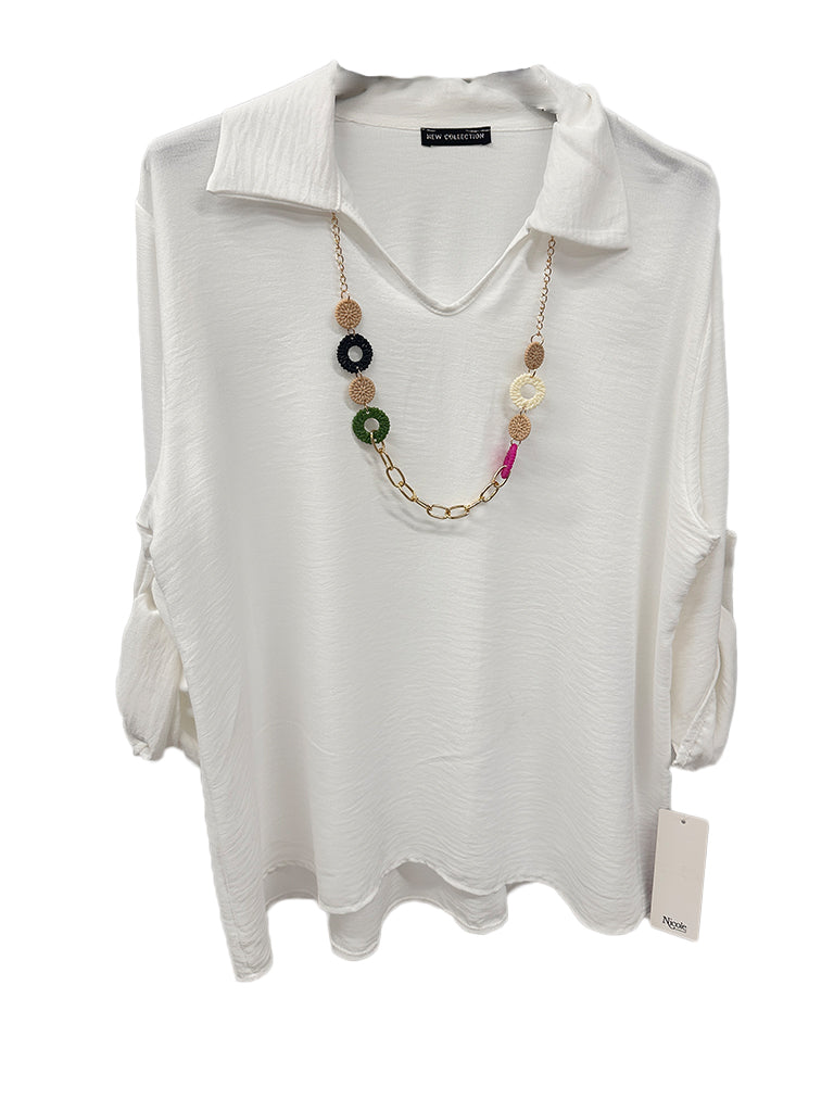 Collared Top with Necklace