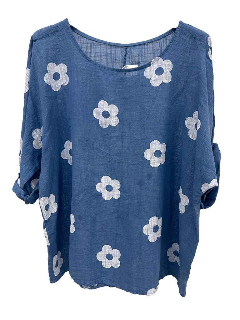 Women's wholesale short sleeve flower print cotton top, perfect for summer