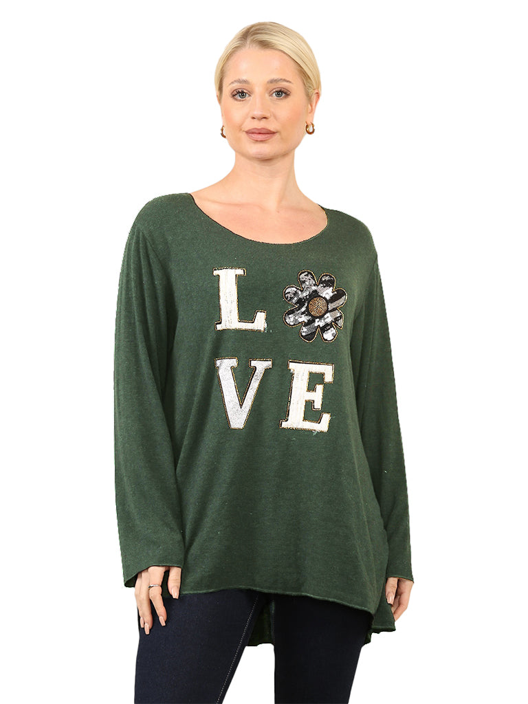 Love Appliqué Knit Top