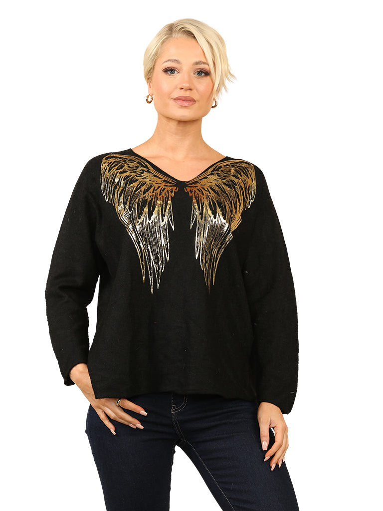 Women's wholesale angel foil knit top