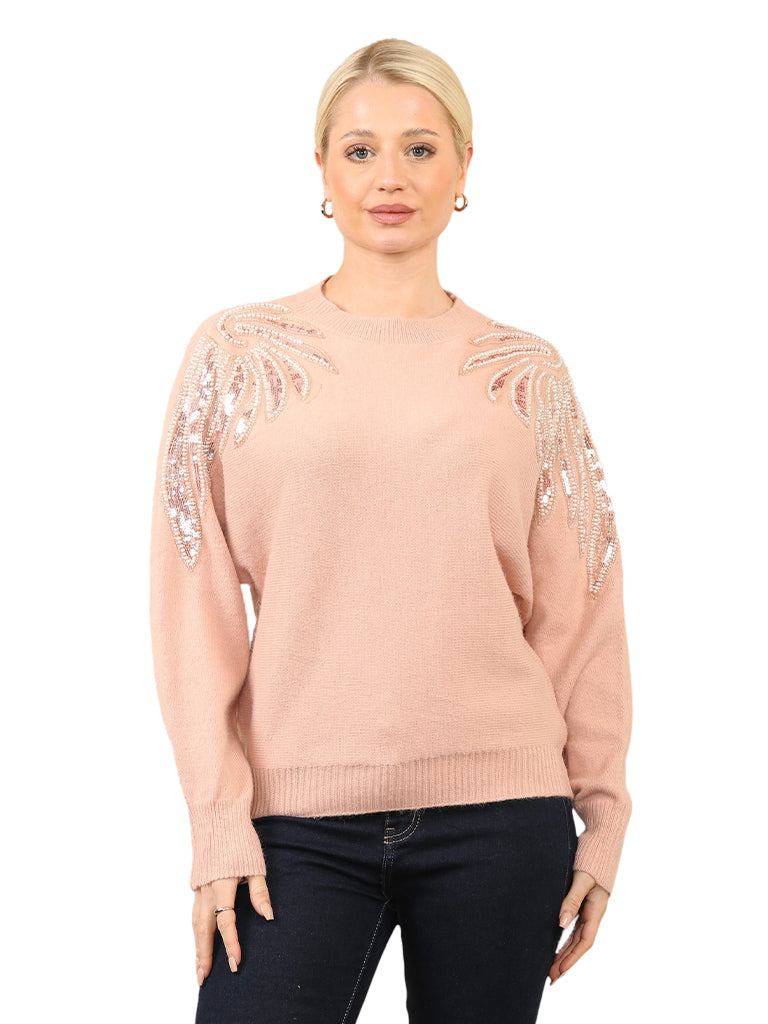 Embellished Shoulder Detail Knit Jumper