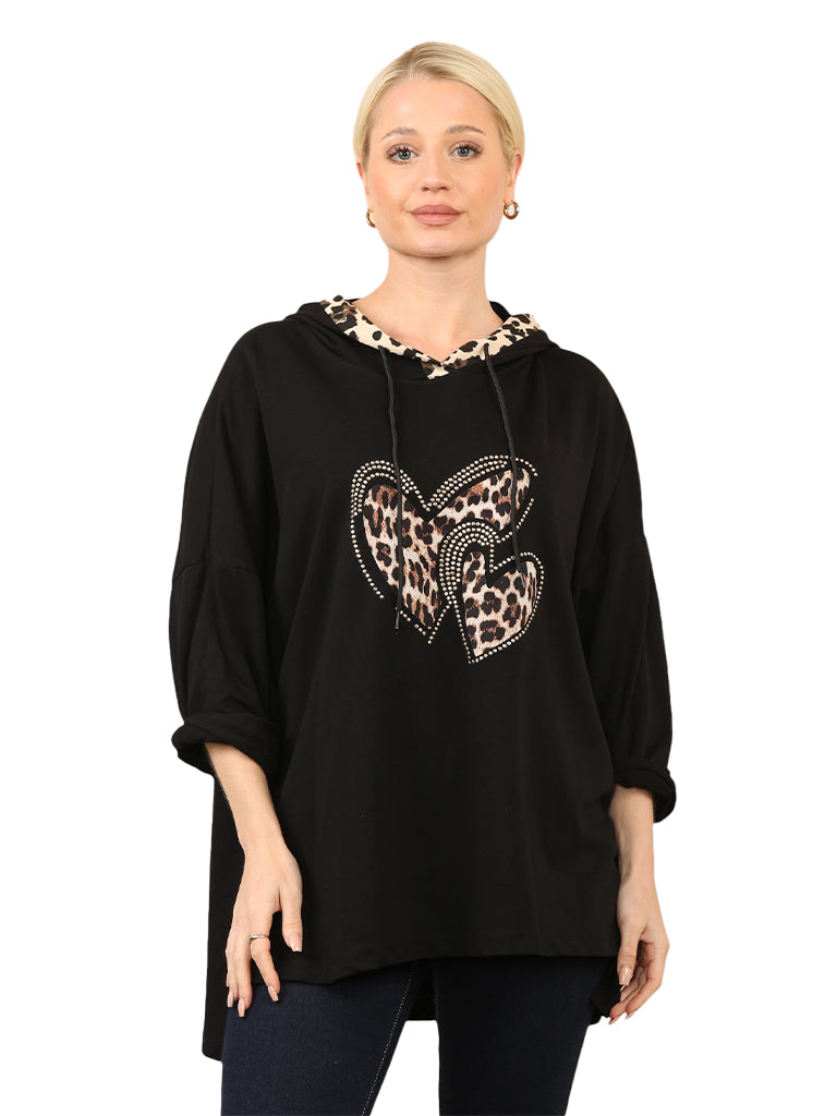 Animal Rhinestone Heart Sweatshirt