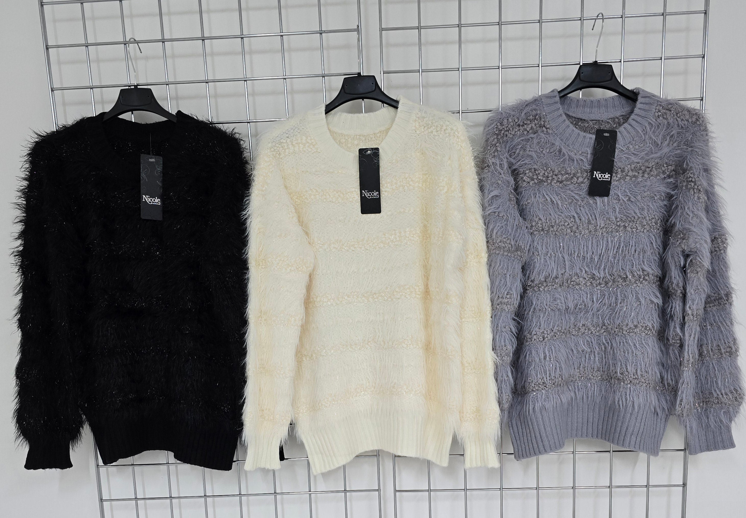 Blair crew neck jumper with fluffy stripes.