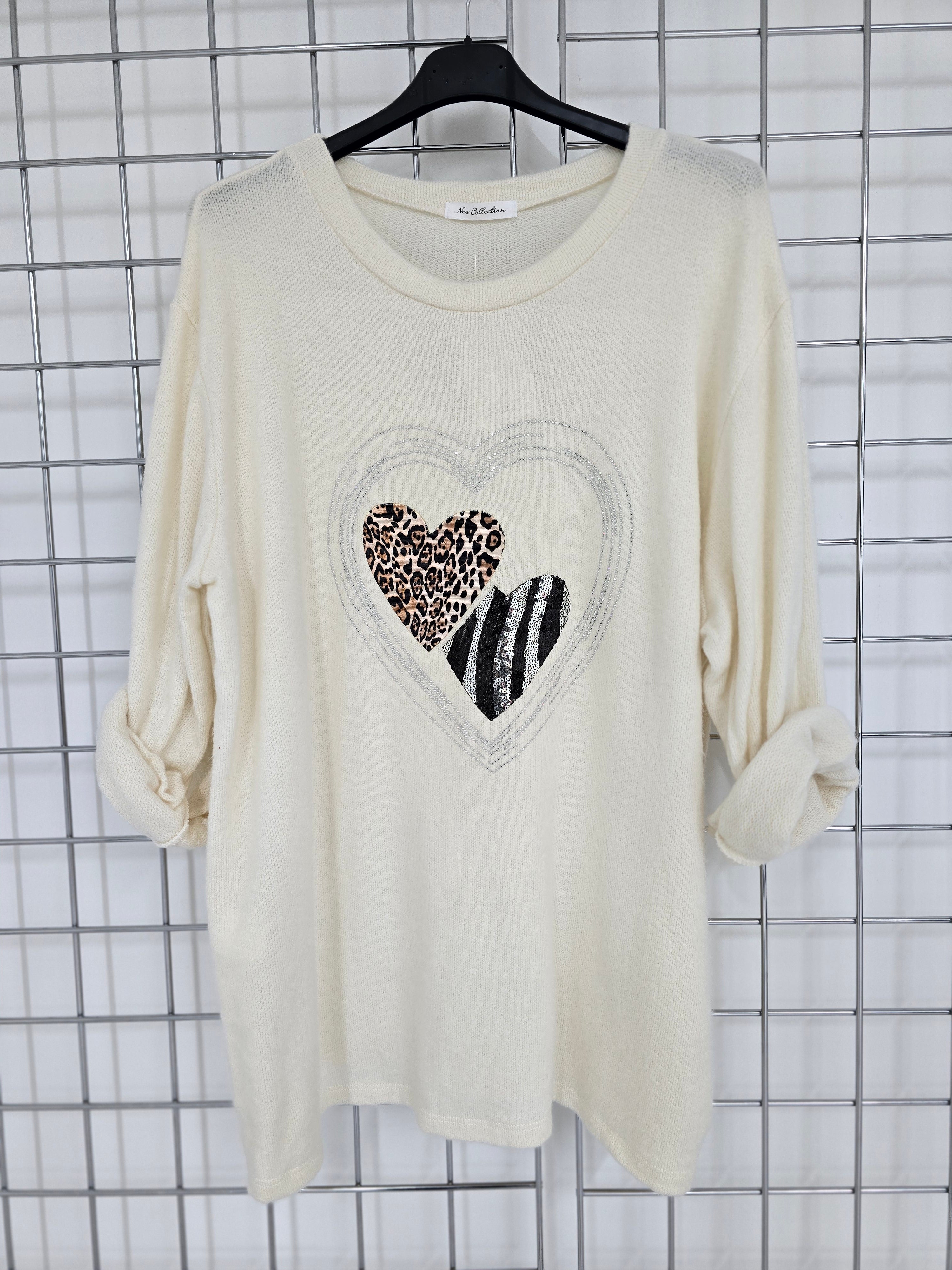 Lorna top with mini hearts and crystals