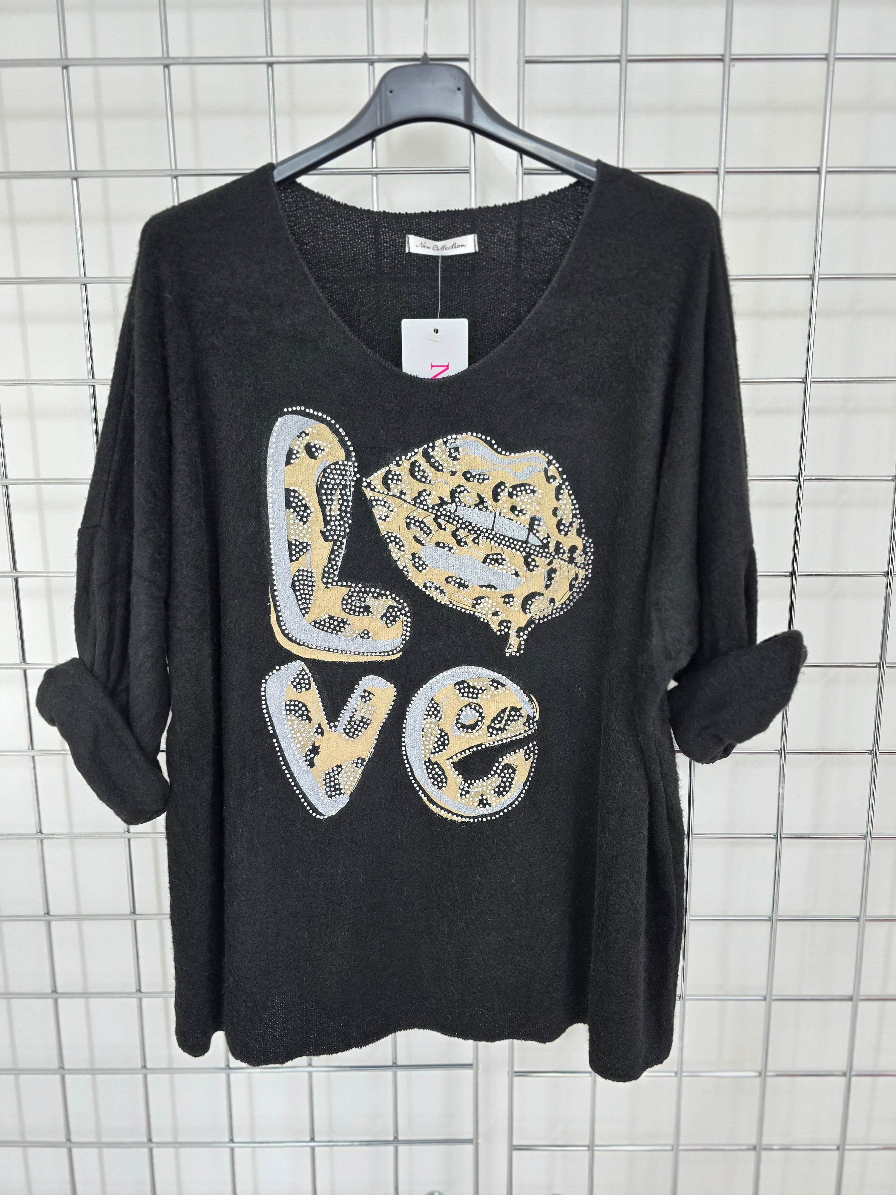 Layla lightweight knit top with LOVE design