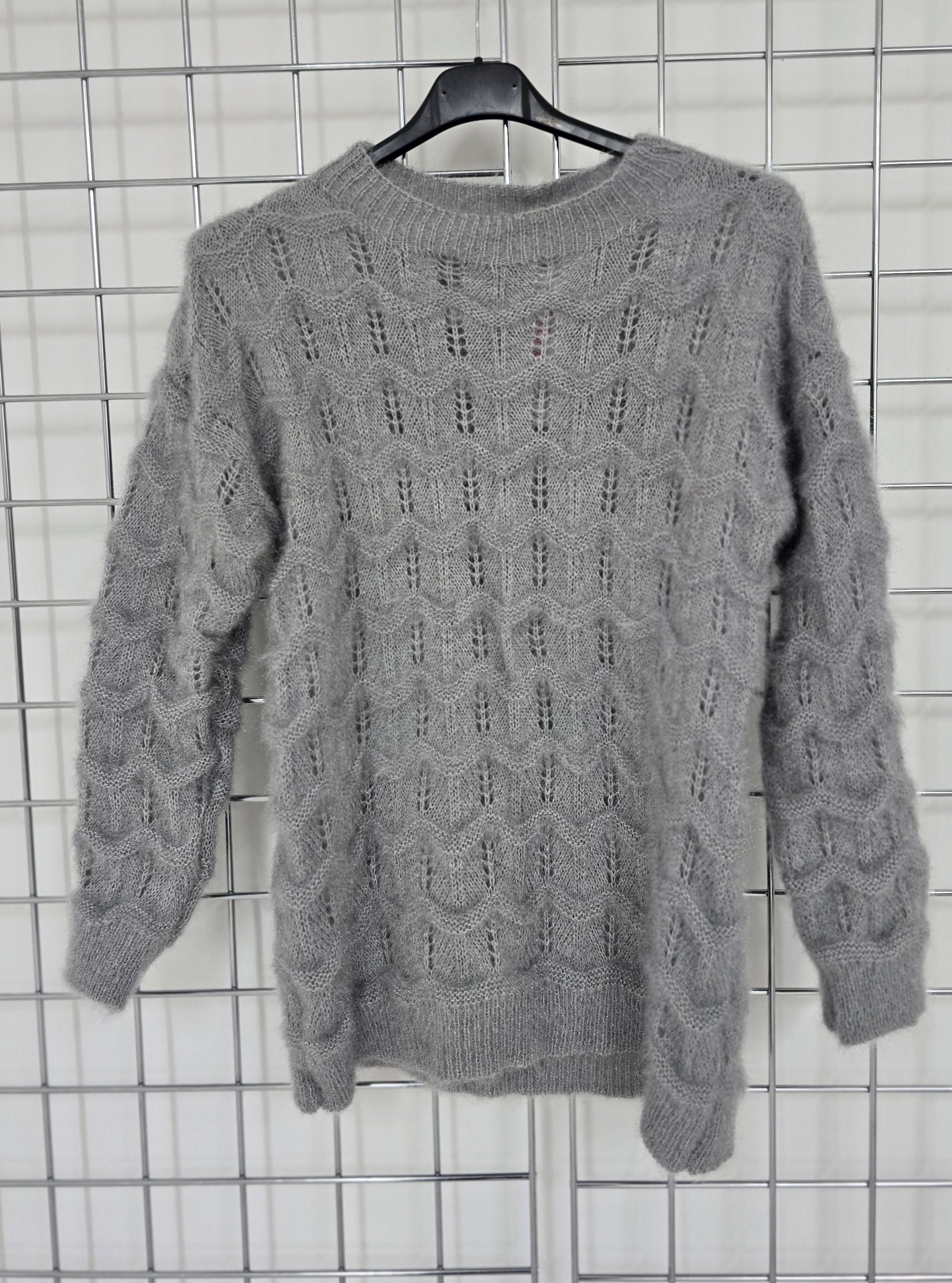 Debbie lightweight knit sweater with intricate weave.