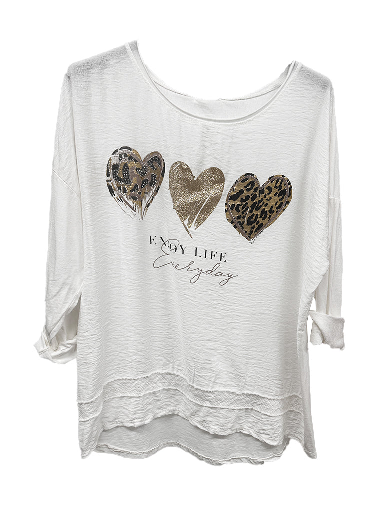 Heart Crystal Print Top