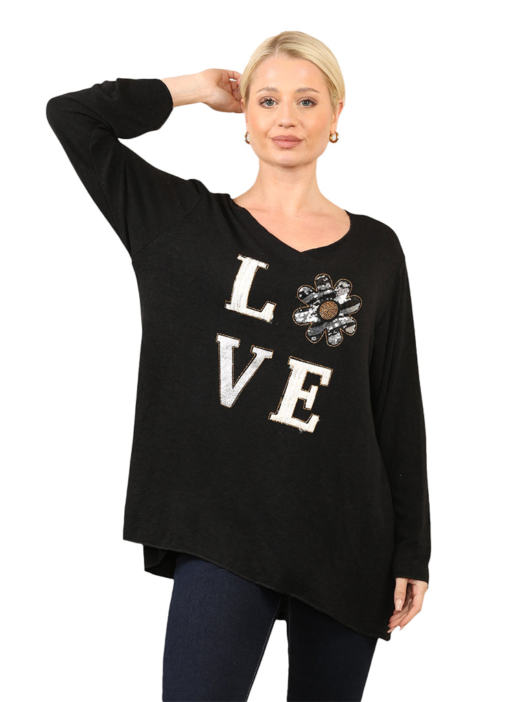 Love Appliqué Knit Top