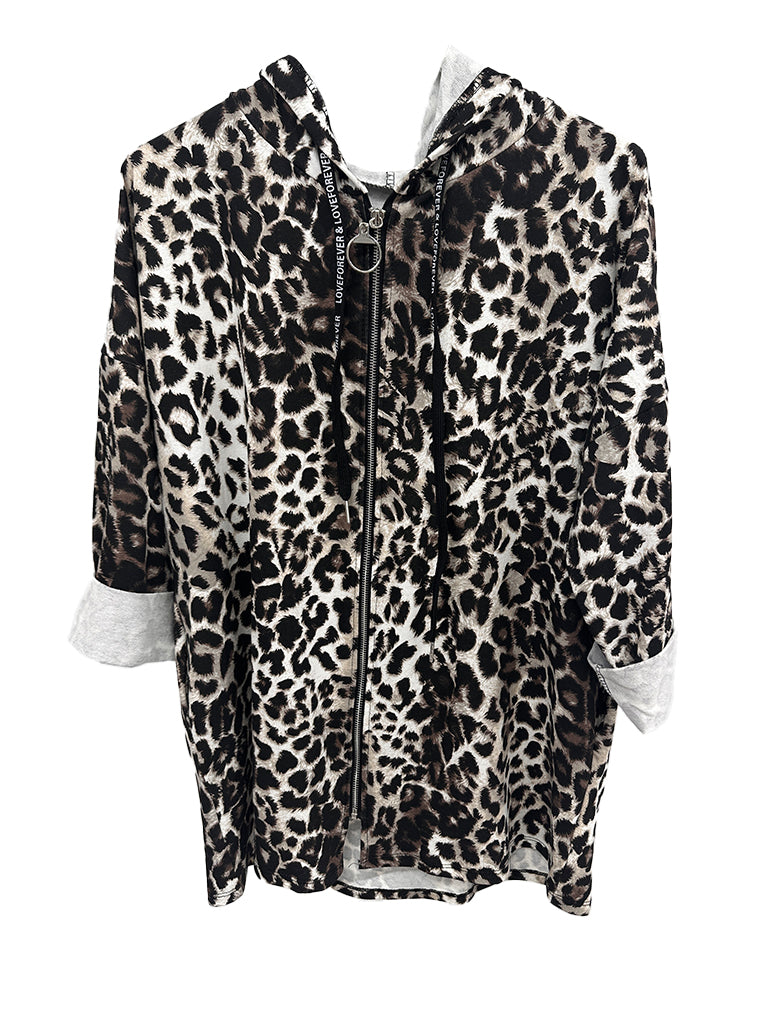 Animal Print Zip Hoodie