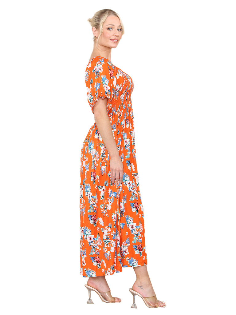 Floral Shirred Dress
