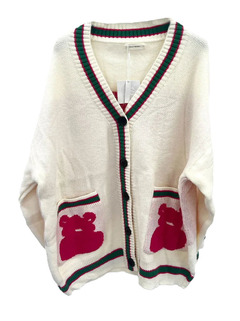 Oversized Contrast Border Teddy Longline Cardigan