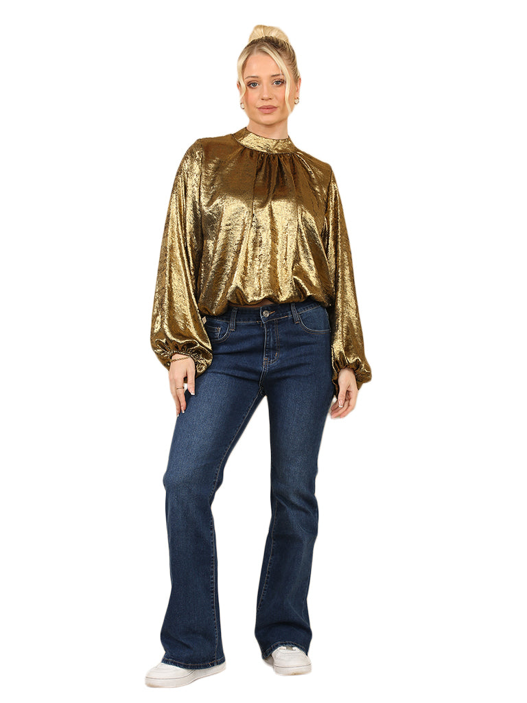 Metallic Bubble Blouse