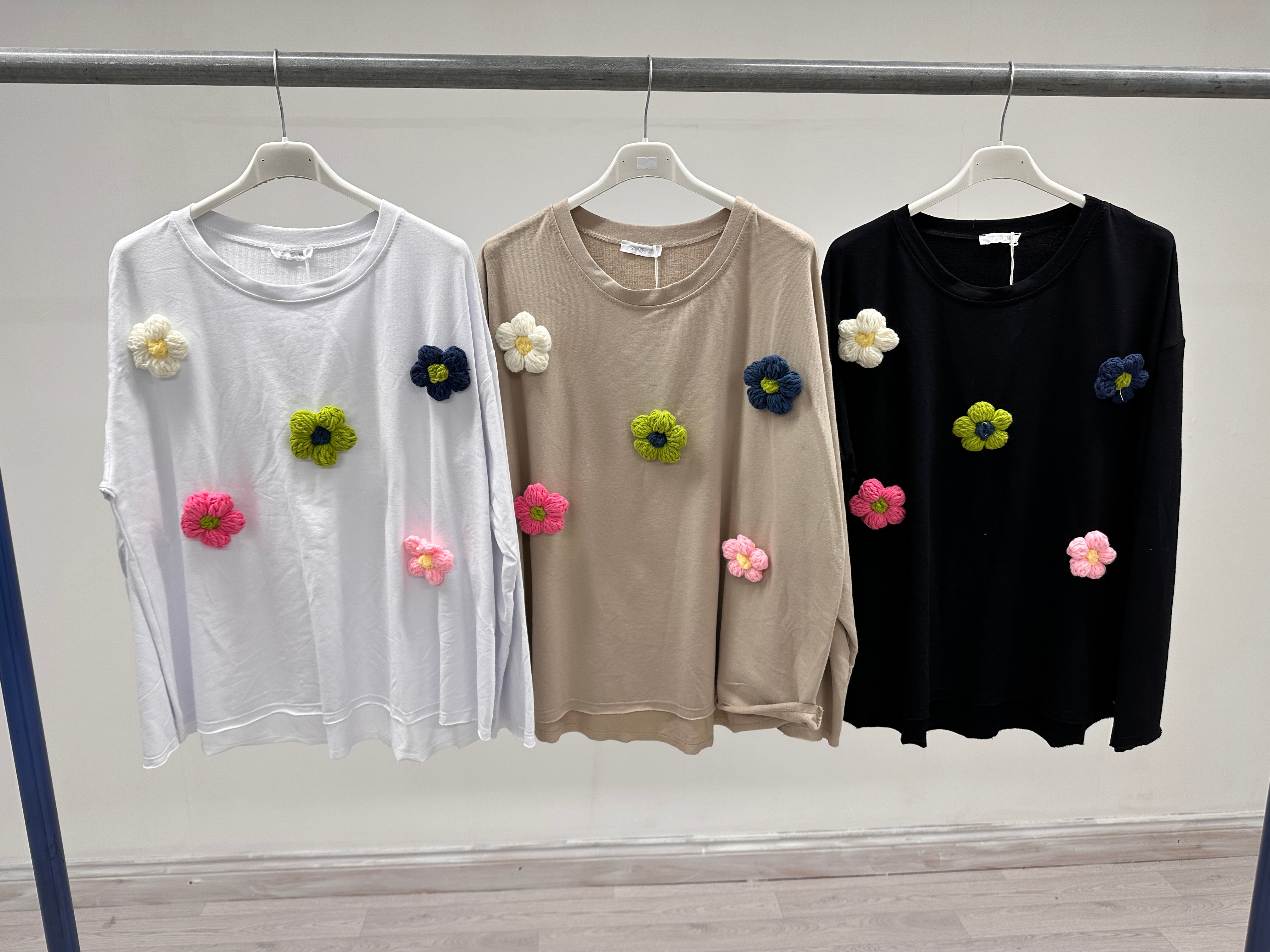 Multi Coloured Flower Appliqué Sweat Top