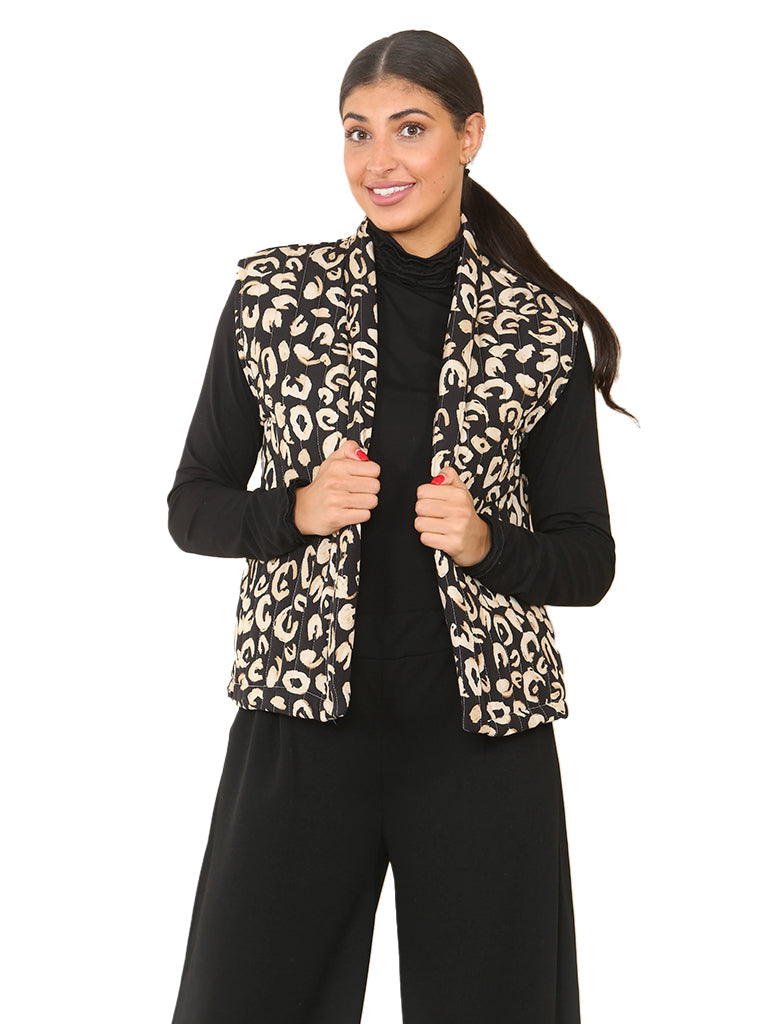 Quilted Animal Print Kimono Jacket