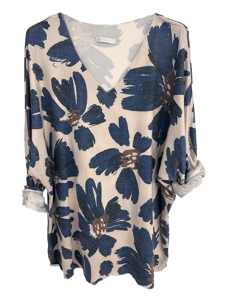 Lara Flower Print Soft Knit Top