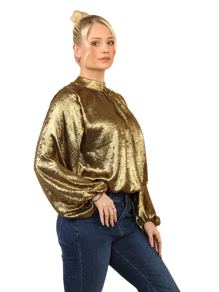 Metallic Bubble Blouse