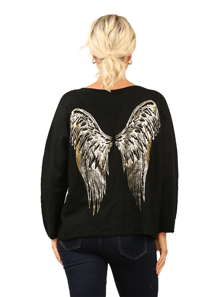 Women's wholesale angel foil knit top