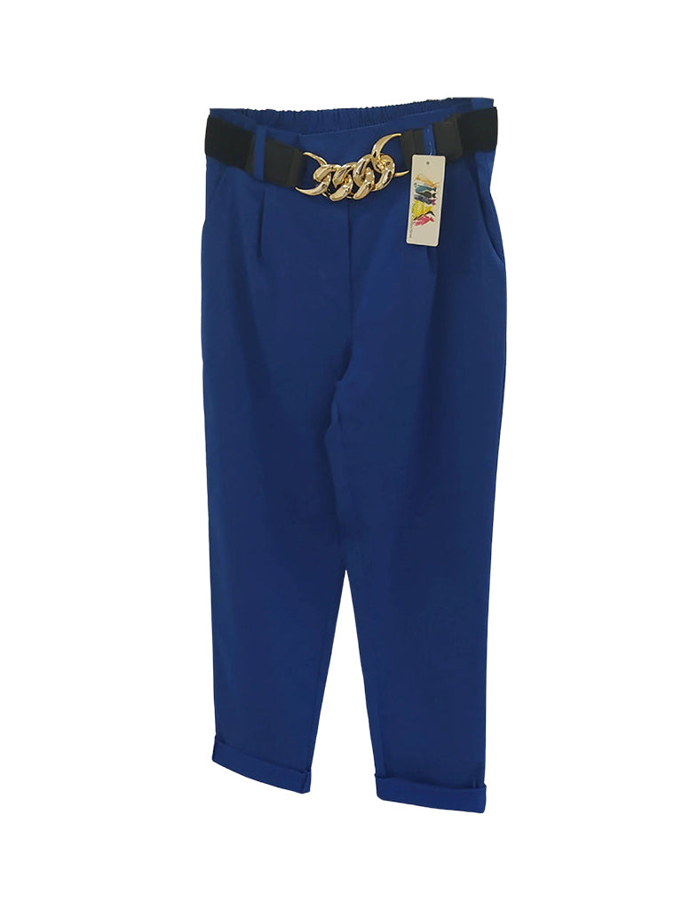 Gold Chain Stretch Belt Trouser