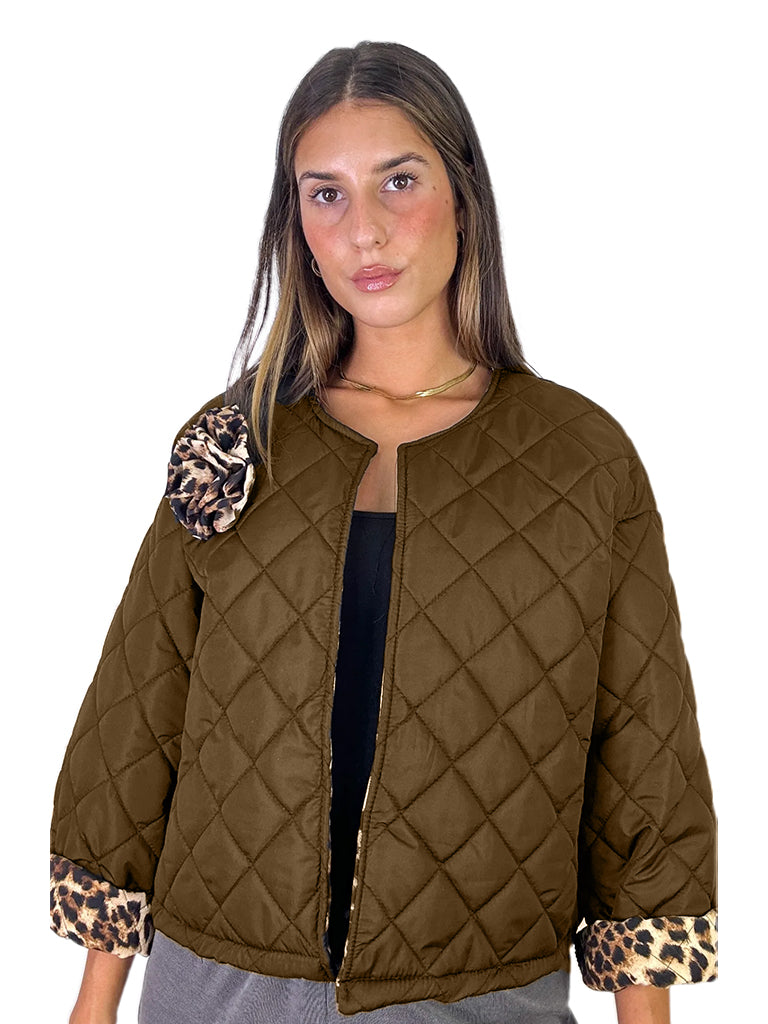 Quilted Animal Detail Jacket