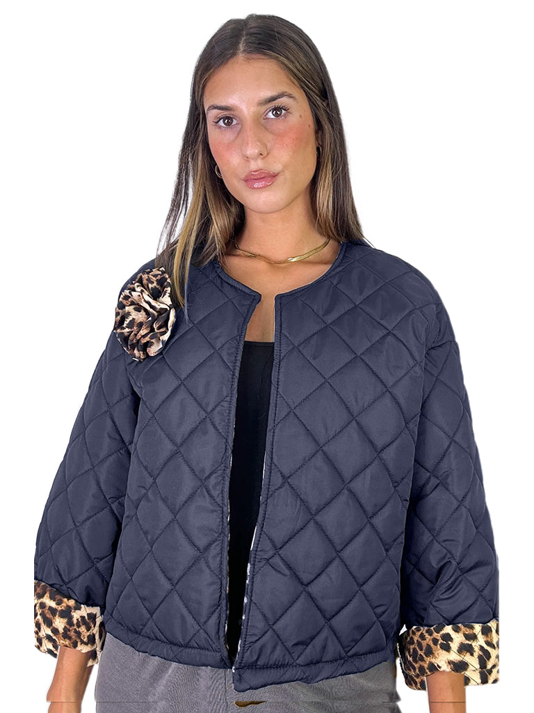 Quilted Animal Detail Jacket