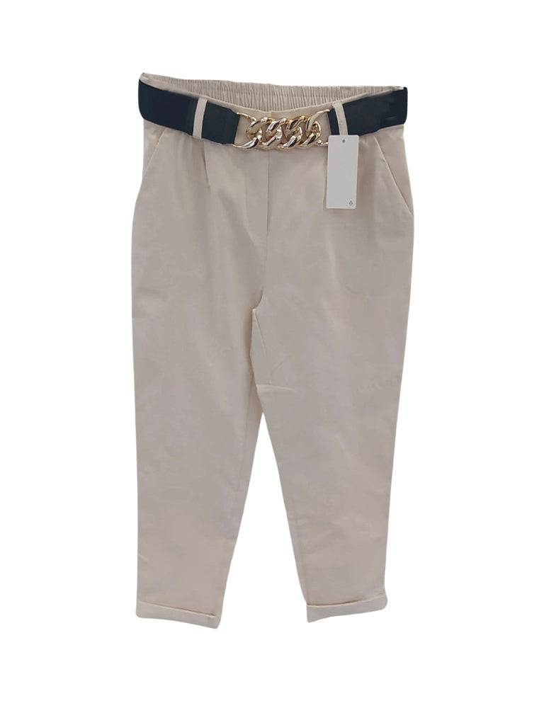 Gold Chain Stretch Belt Trouser