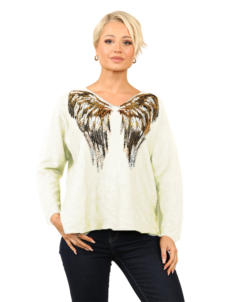 Women's wholesale angel foil knit top