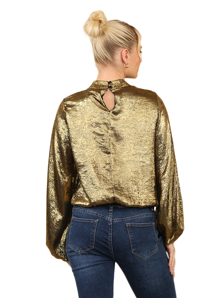 Metallic Bubble Blouse