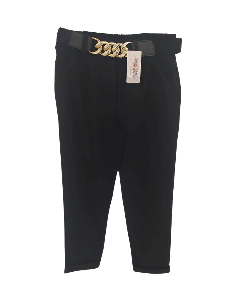 Gold Chain Stretch Belt Trouser