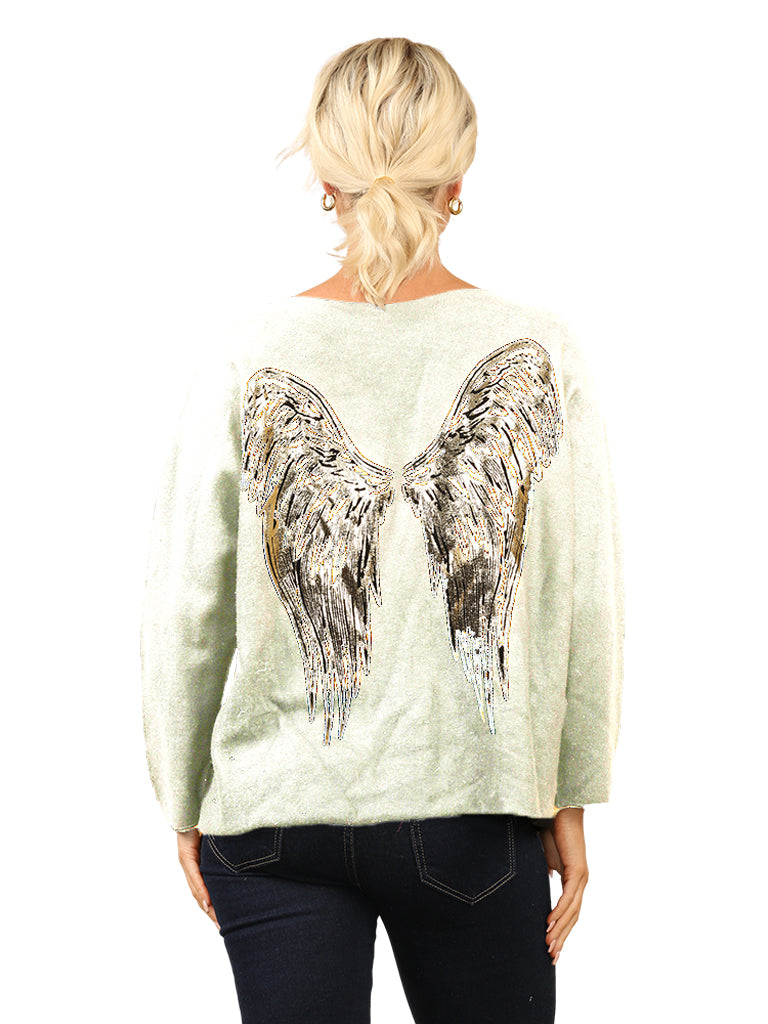 Women's wholesale angel foil knit top