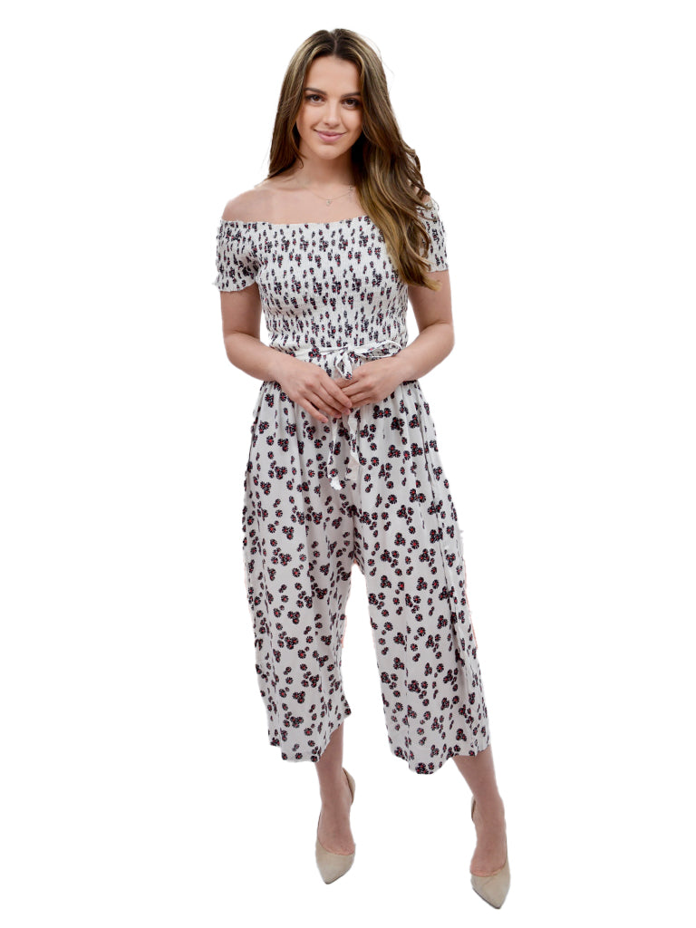 Daisy Print Cropped Jumpsuit