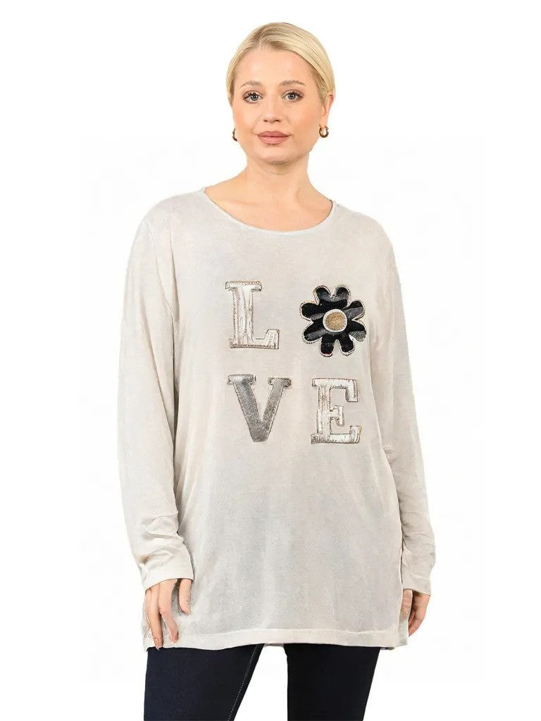 Love Appliqué Knit Top