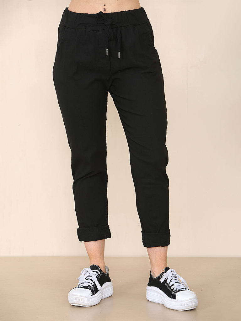 Creased Effect Jogger Stretch Trousers