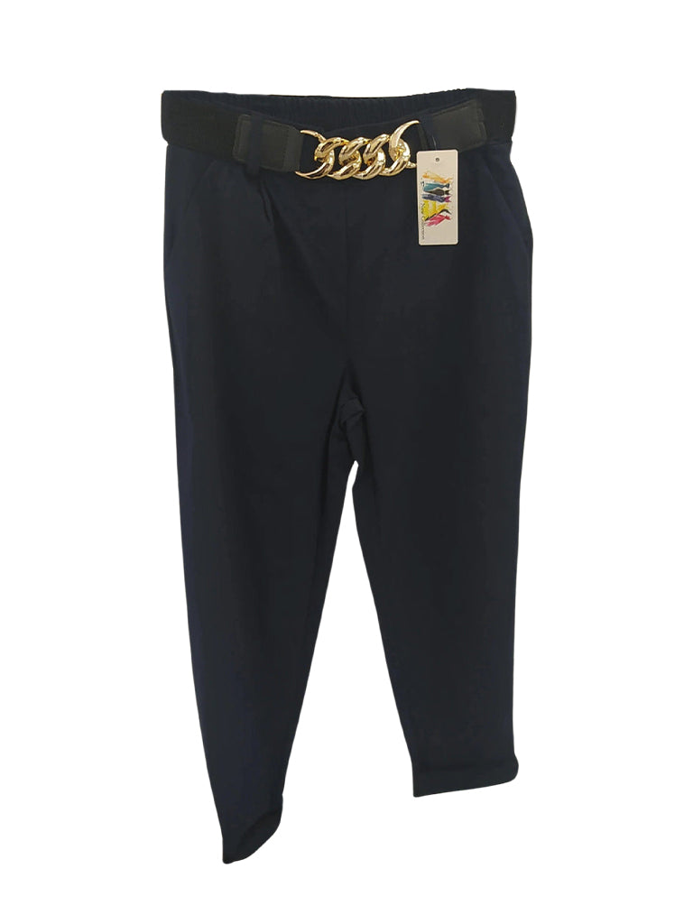 Gold Chain Stretch Belt Trouser