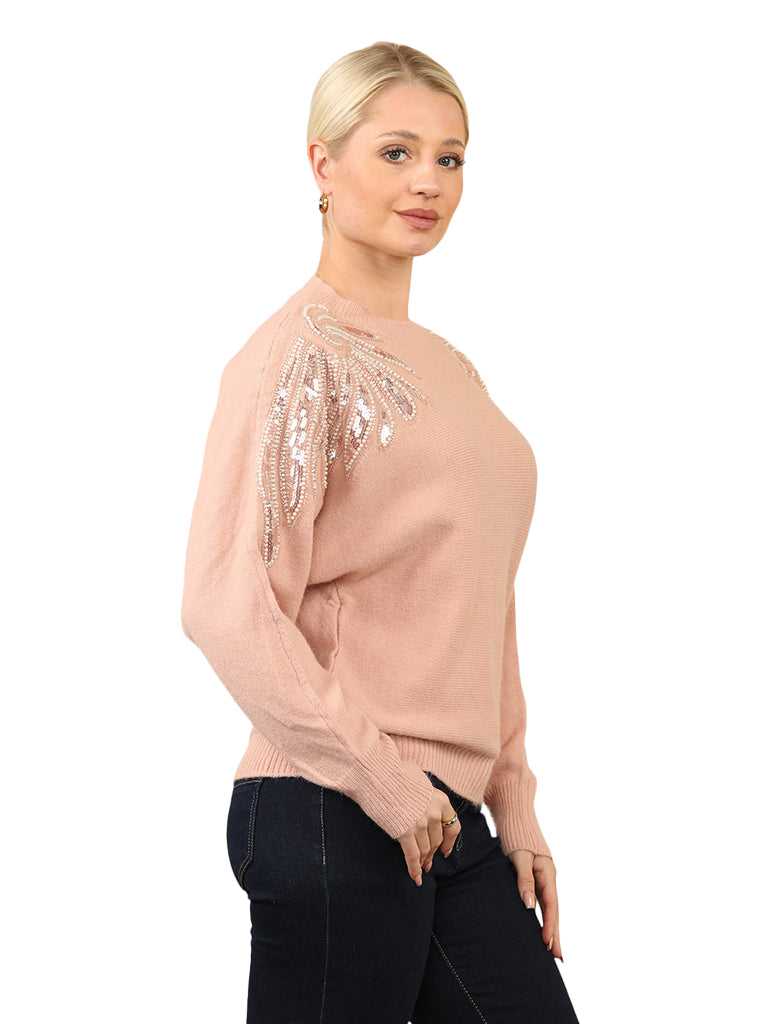 Embellished Shoulder Detail Knit Jumper