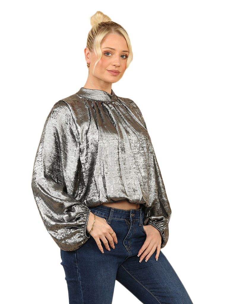 Metallic Bubble Blouse