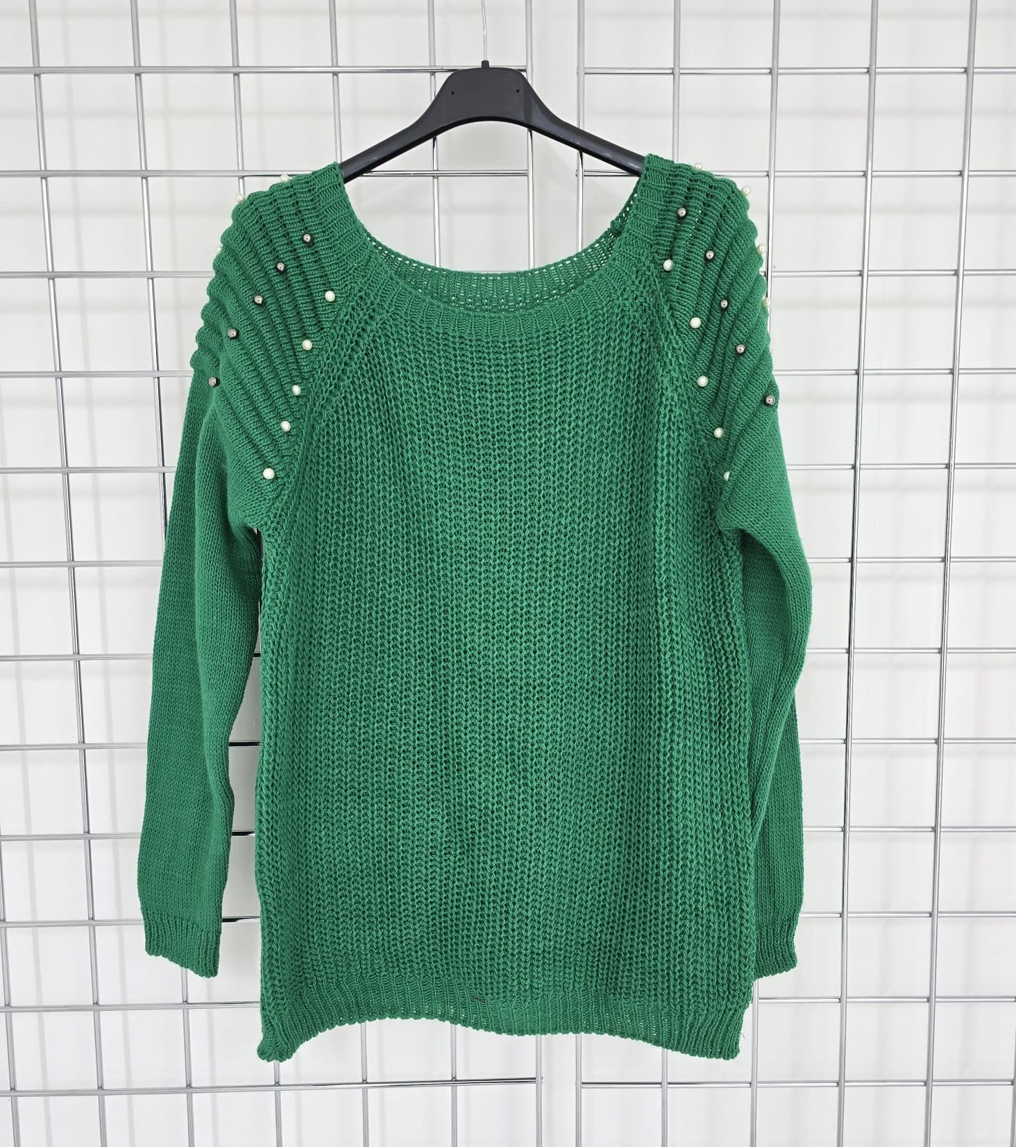 Pearl Shoulder Detail Wool Knit Jumper