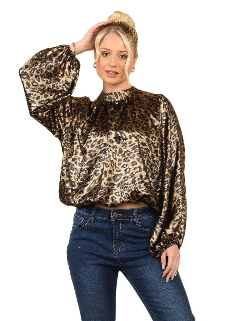 Metallic Bubble Blouse